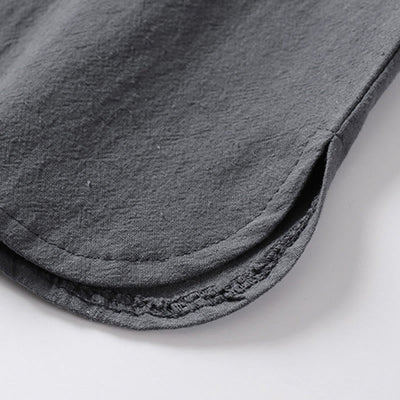 Buddha Stones Casual Plain Color Two Buttons Three Quarter Sleeve Cotton Linen Men's Shirt - image 11