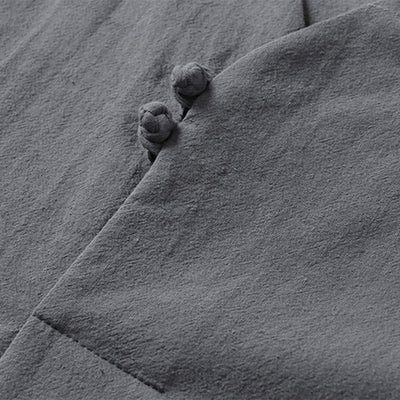 Buddha Stones Casual Plain Color Two Buttons Three Quarter Sleeve Cotton Linen Men's Shirt - image 7