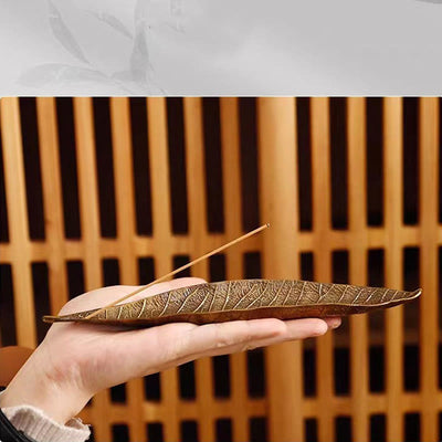 Buddha Stones Alloy Oriental Leaf Healing Incense Burner Decoration Incense Burner BS 3
