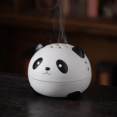 Buddha Stones Cute Panda Healing Ceramic Incense Burner Desk Decoration Incense Burner BS Cute Panda 14.7*14.7*11.5cm