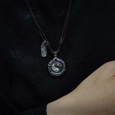 Buddha Stones 999 Sterling Silver Tai Chi Yin Yang Design Harmony Necklace Pendant Necklaces & Pendants BS 4