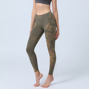 Foviel Peacock Feather Drucken Gym Leggings Damen Yogahosen