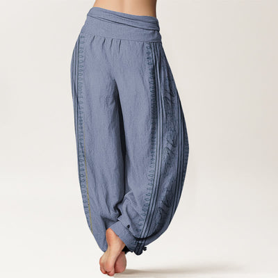 Buddha Stones Cotton Dharma Wheel Lotus OM Pattern Women's Elastic Waist Harem Pants - image 2