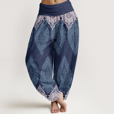 Buddha Stones Casual Feather Flower Design Women's Elastic Waist Harem Pants - MediumPurple - US22，UK/AU26，EU54 (6XL) - image 8