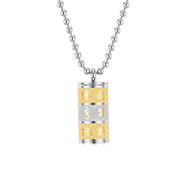 Foviel Tibetan Om Mani Padme Hum Lotus Pattern Prayer Wheel Titanium Steel Peace Necklace Pendant