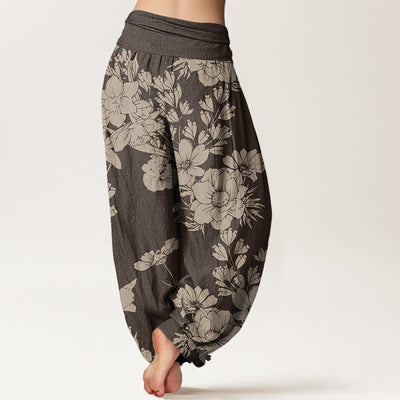 Buddha Stones Casual Peony Leaves Women's Elastic Waist Harem Pants - image 7