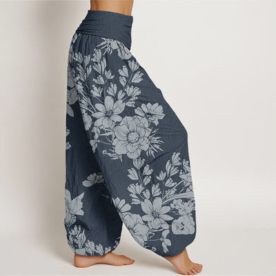 Buddha Stones Casual Peony Leaves Women's Elastic Waist Harem Pants - image 9