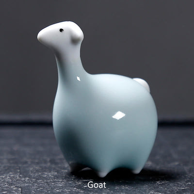 Buddha Stones Chinese Zodiac Ceramic Tea Pet Home Decoration - White Goat 6.7*6.8cm - image 26