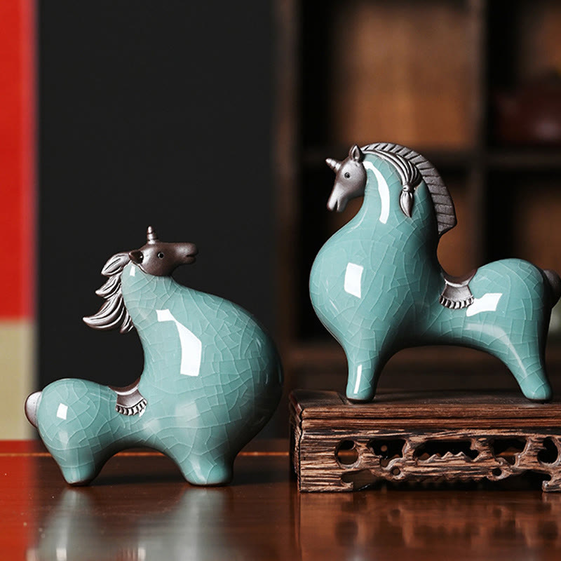 Décoration de maison Foviel, cheval en céramique tête haute/basse, symbole de succès et de liberté