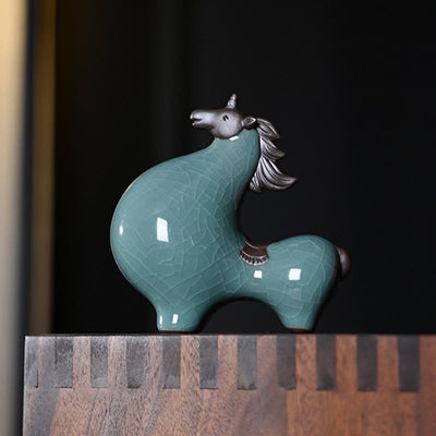 Décoration de maison Foviel, cheval en céramique tête haute/basse, symbole de succès et de liberté