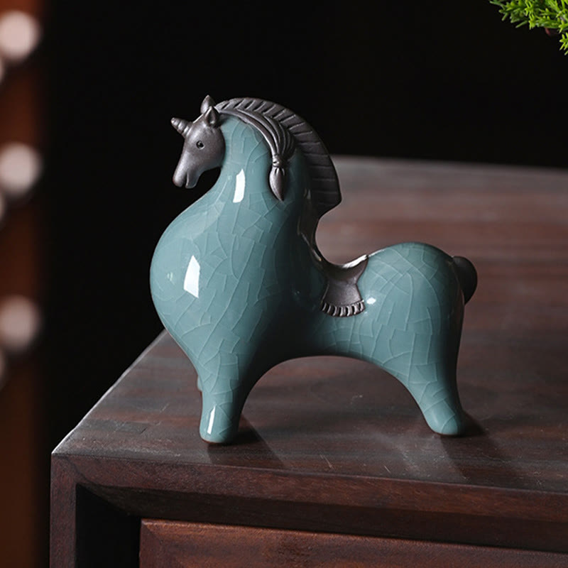 Décoration de maison Foviel, cheval en céramique tête haute/basse, symbole de succès et de liberté