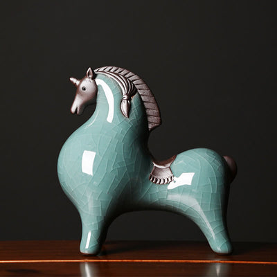 Décoration de maison Foviel, cheval en céramique tête haute/basse, symbole de succès et de liberté