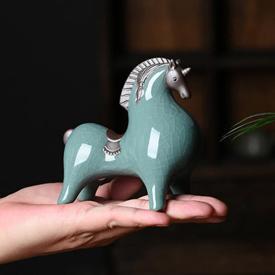 Décoration de maison Foviel, cheval en céramique tête haute/basse, symbole de succès et de liberté