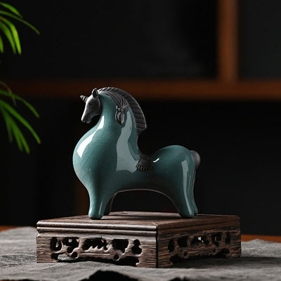 Décoration de maison Foviel, cheval en céramique tête haute/basse, symbole de succès et de liberté