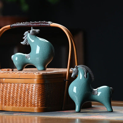 Décoration de maison Foviel, cheval en céramique tête haute/basse, symbole de succès et de liberté