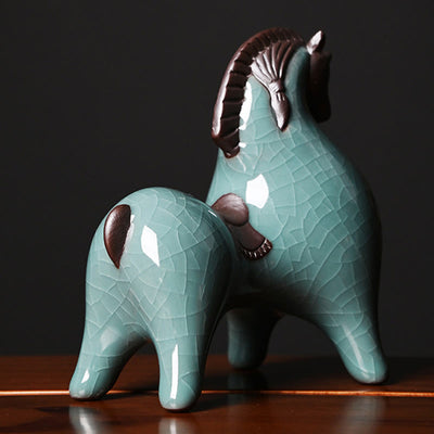 Décoration de maison Foviel, cheval en céramique tête haute/basse, symbole de succès et de liberté