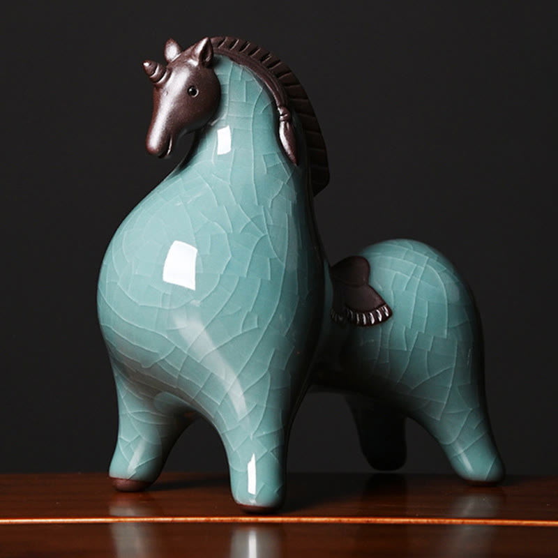 Décoration de maison Foviel, cheval en céramique tête haute/basse, symbole de succès et de liberté