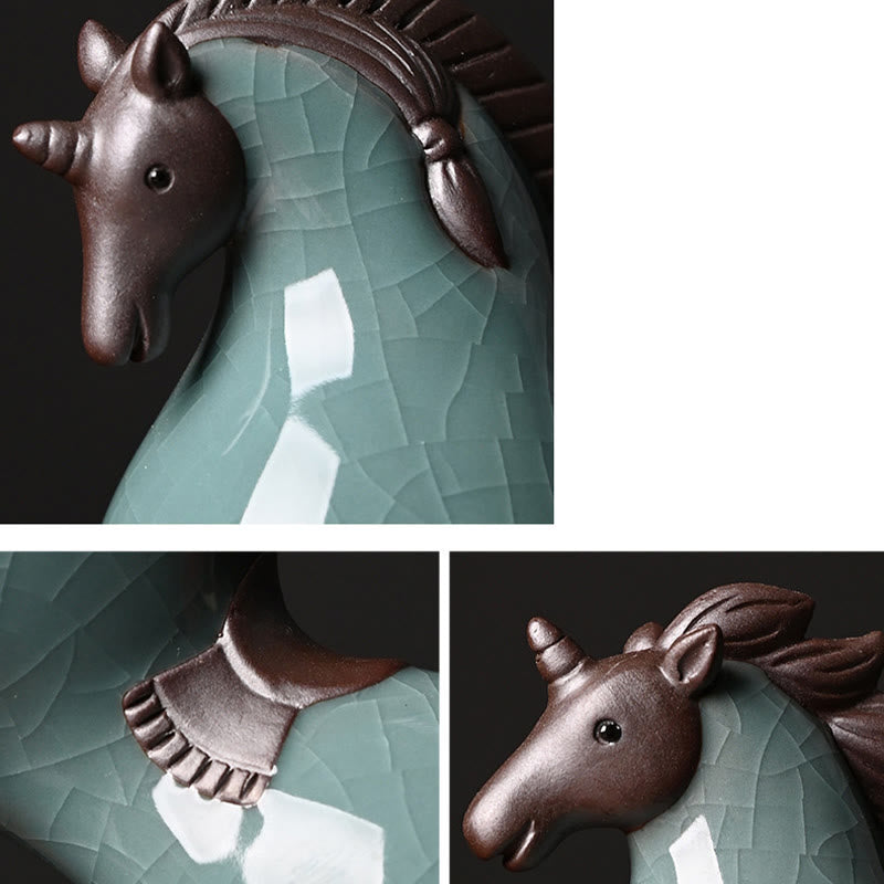 Décoration de maison Foviel, cheval en céramique tête haute/basse, symbole de succès et de liberté