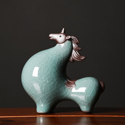 Décoration de maison Foviel, cheval en céramique tête haute/basse, symbole de succès et de liberté