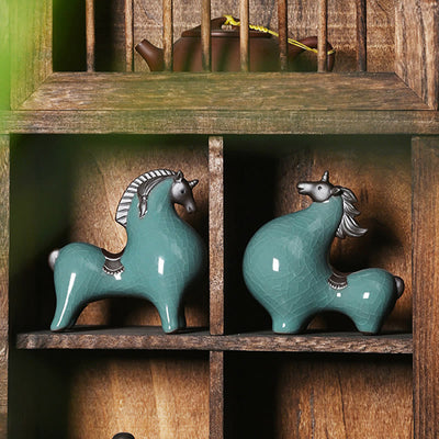Décoration de maison Foviel, cheval en céramique tête haute/basse, symbole de succès et de liberté