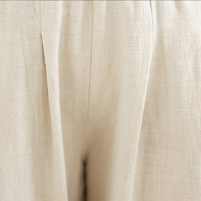 Buddha Stones Casual Solid Color Tapered Elastic Waistband Cotton Linen Women's Pants With Pockets - image 16