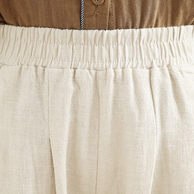 Buddha Stones Casual Solid Color Tapered Elastic Waistband Cotton Linen Women's Pants With Pockets - image 14