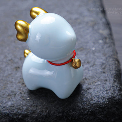 Buddha Stones Mini Deer Tea Pet Ceramic Home Desk Figurine Decoration Decorations BS 11