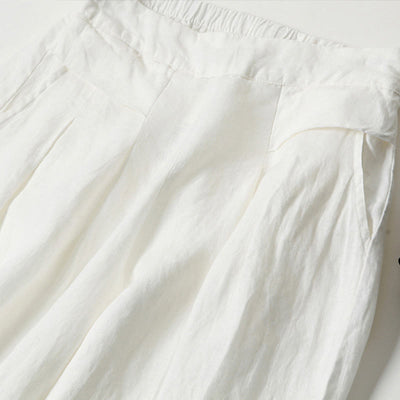 Buddha Stones Plain Color Cotton Linen High Waist Wide Leg Pants With Pockets - image 25