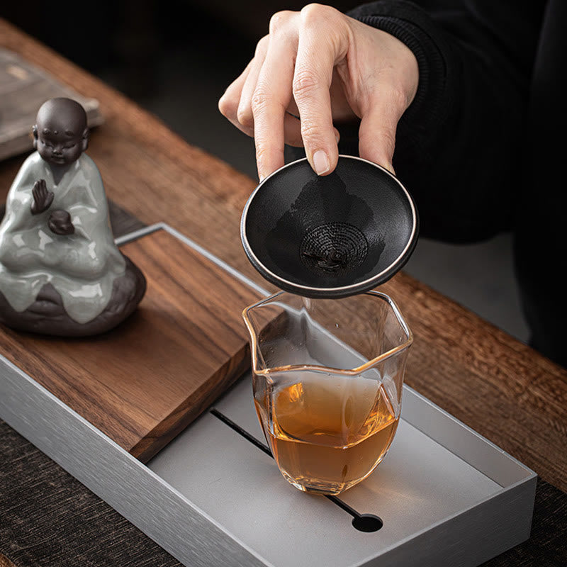 Buddha Stones Little Zen Monk Hat Strainer Ceramic Tea Accessories Figurine Home Decoration Decorations BS 17