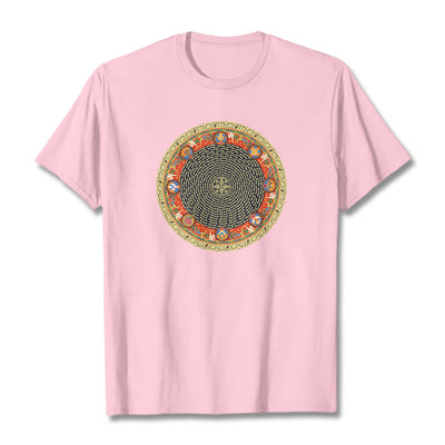Foviel Circular Om Mani Padme Hum Eight Auspicious Symbols Cotton Tee T-shirt