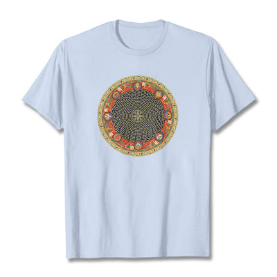 Foviel Circular Om Mani Padme Hum Eight Auspicious Symbols Cotton Tee T-shirt