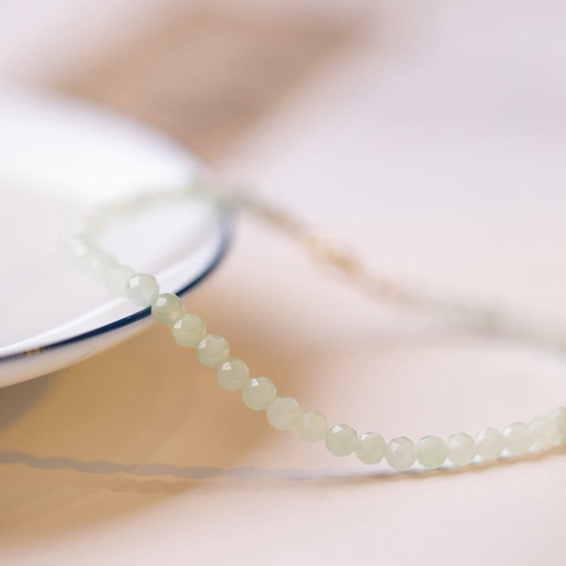 Foviel 2mm Jade Ultra-dünne Perlen 14k Gold überzogen Kupfer Glück Armband