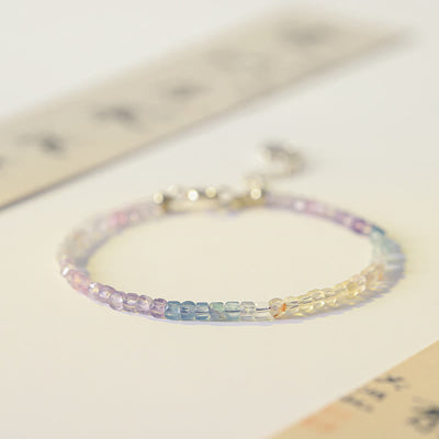 Buddha Stones 2.5mm Fluorite Ultra-thin Beads 14k Gold Plated Copper Heart Power Bracelet Bracelet BS 1