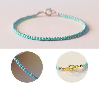 Foviel 2mm Turquoise Ultra-thin Beads 14k Gold Plated Copper Wisdom Bracelet
