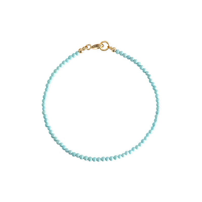 Foviel 2mm Turquoise Ultra-thin Beads 14k Gold Plated Copper Wisdom Bracelet