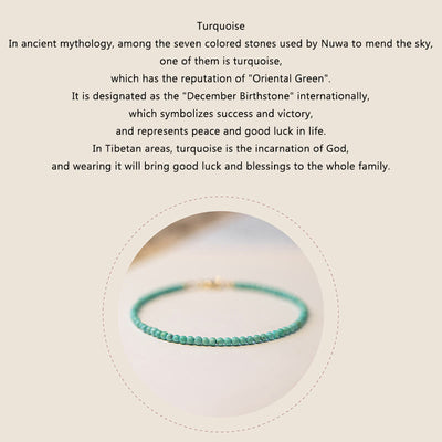 Foviel 2mm Turquoise Ultra-thin Beads 14k Gold Plated Copper Wisdom Bracelet