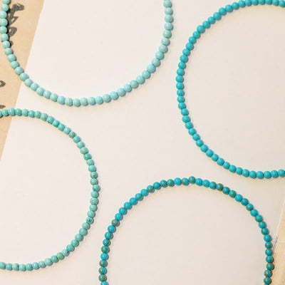 Foviel 2mm Turquoise Ultra-thin Beads 14k Gold Plated Copper Wisdom Bracelet