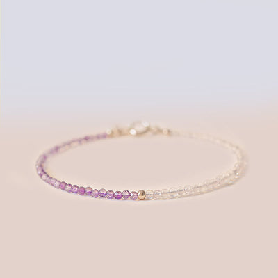Buddha Stones 2.5mm Natural Amethyst Ultra-thin Beads 14k Gold Plated Copper Inner Peace Bracelet Bracelet BS 14