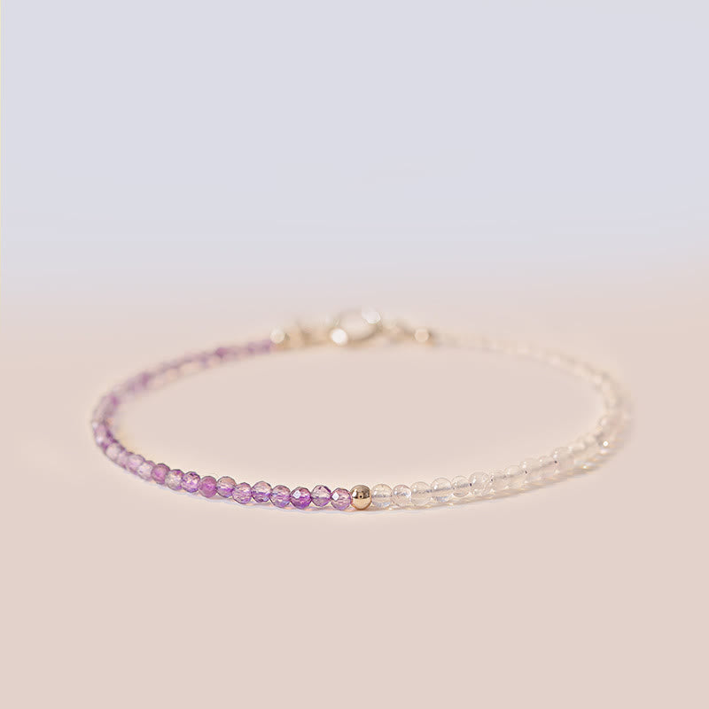 Buddha Stones 2.5mm Natural Amethyst Ultra-thin Beads 14k Gold Plated Copper Inner Peace Bracelet Bracelet BS 14