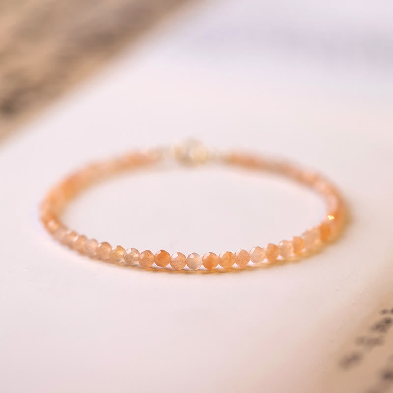 Foviel 3mm Sun Stone Ultra-thin Beads 14k Gold Plated Copper Wealth Bracelet