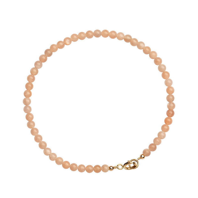 Bracelet de richesse Foviel en perles ultra-fines de pierre de soleil de 3 mm, plaqué or 14 carats sur cuivre