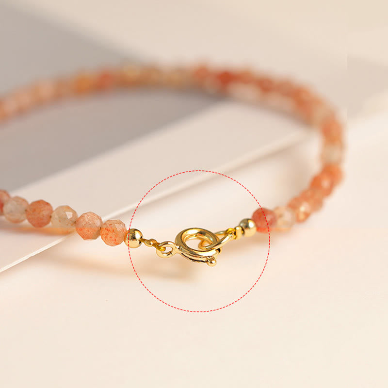 Foviel 3mm Sun Stone Ultra-thin Beads 14k Gold Plated Copper Wealth Bracelet