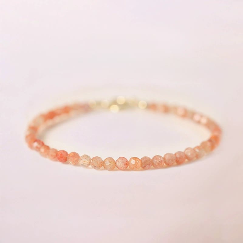Foviel 3mm Sun Stone Ultra-thin Beads 14k Gold Plated Copper Wealth Bracelet