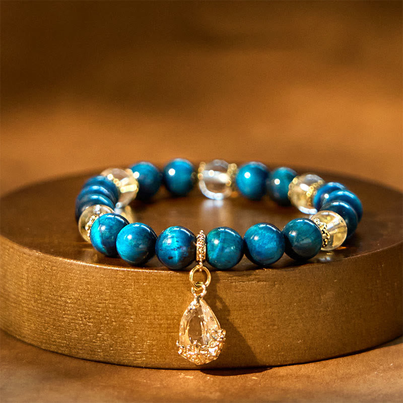 Foviel Blau Tigerauge Weiß Kristall Wassertropfen Stärke Armband