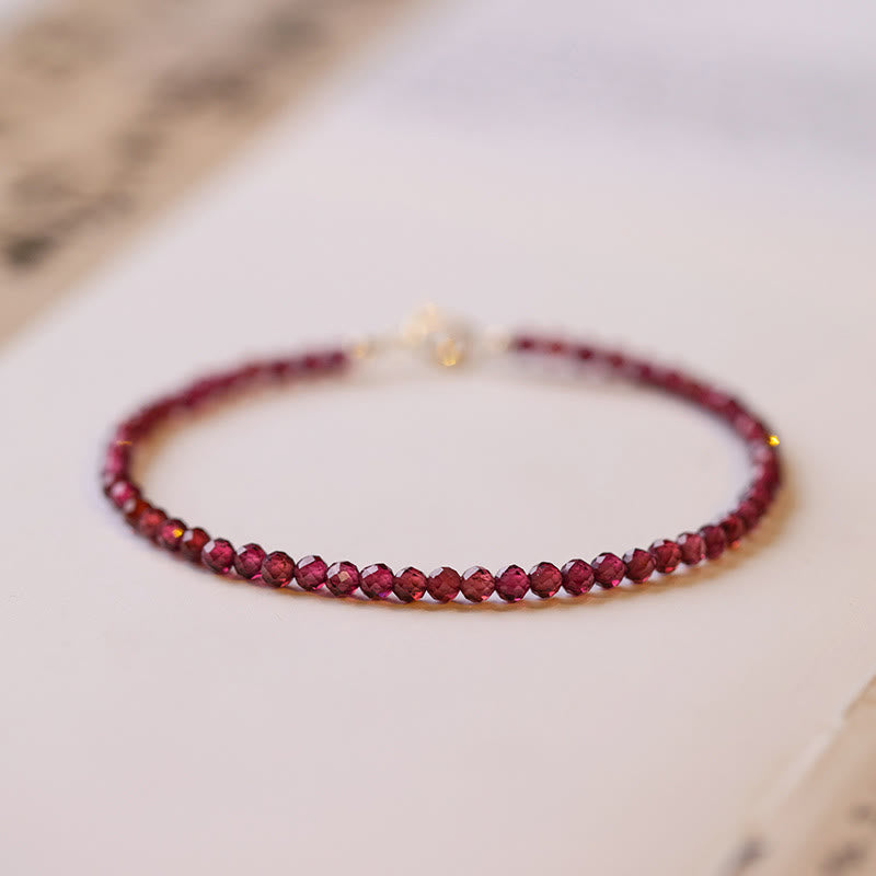 Foviel 3mm Natural Small Garnet Ultra-Thin Beads Protection Bracelet