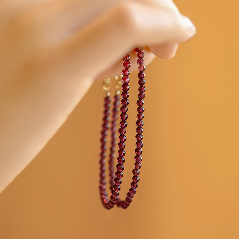 Foviel 3mm Natural Small Garnet Ultra-Thin Beads Protection Bracelet