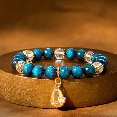Foviel Blau Tigerauge Weiß Kristall Wassertropfen Stärke Armband