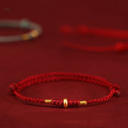 Foviel 999 Gold Small Lucky Beads String Protection Luck Braided Bracelet Anklet