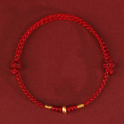 Foviel 999 Gold Small Lucky Beads String Protection Luck Braided Bracelet Anklet