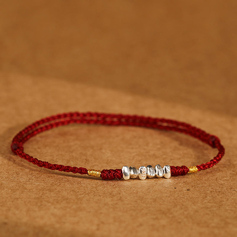 Buddha Stones 925 Sterling Silver String Protection Luck Ultra-Thin Braided Bracelet Anklet - image 2